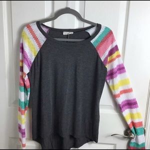 FLAMINGO URBAN Black Color-block Sleeve Top